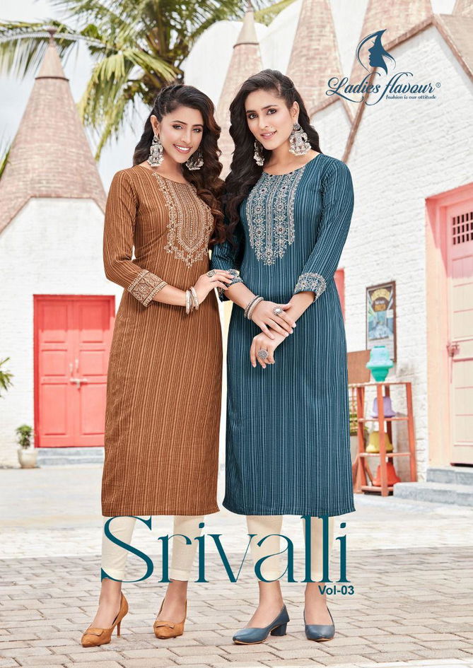 Ladies Flavour Srivalli Vol 3 Wholesale Embroidery Kurtis Catalog